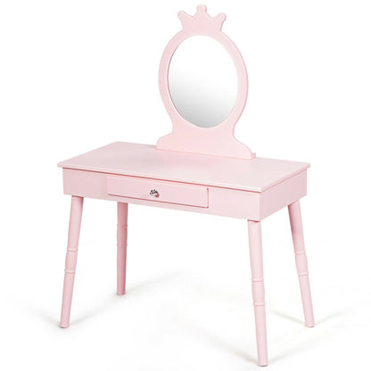 Kids Vanity Makeup Table and Chair Set Make Up Stool, Pink - Gallery Canada