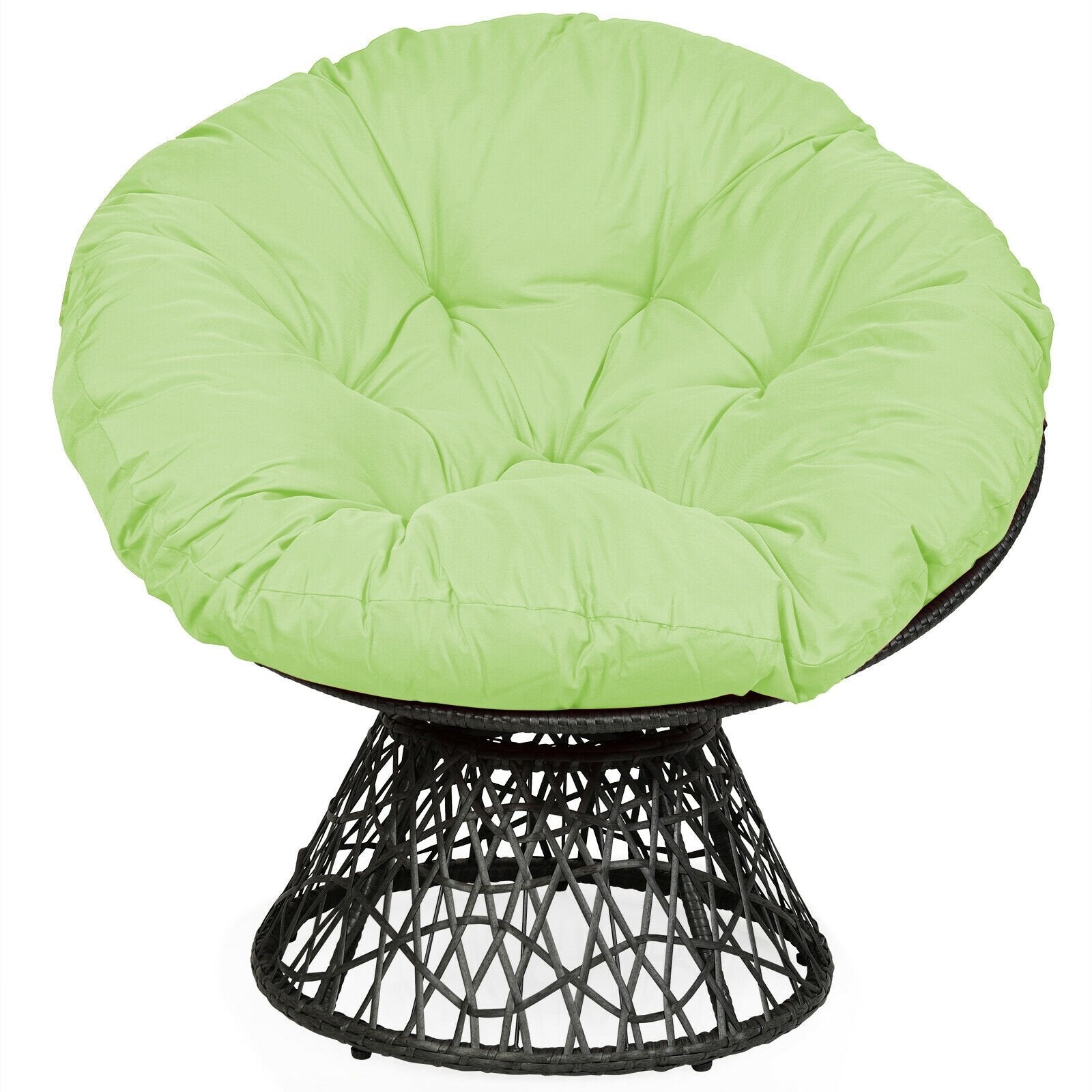 Rattan Papasan Chair Ergonomic 360-degree Swivel Soft Cushion Garden, Green Patio Dining Chairs   at Gallery Canada