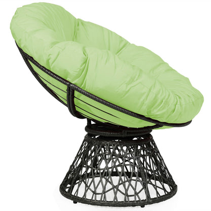 Rattan Papasan Chair Ergonomic 360-degree Swivel Soft Cushion Garden, Green Patio Dining Chairs   at Gallery Canada