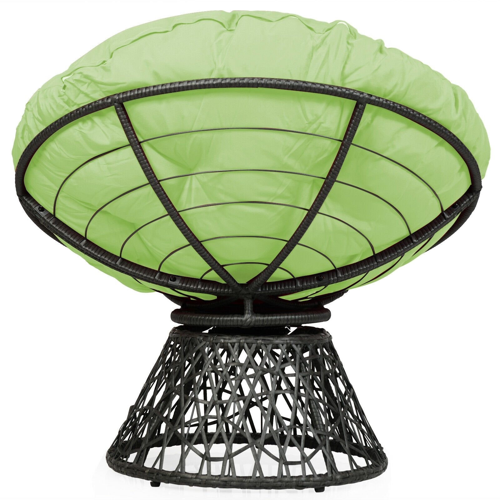 Rattan Papasan Chair Ergonomic 360-degree Swivel Soft Cushion Garden, Green Patio Dining Chairs   at Gallery Canada