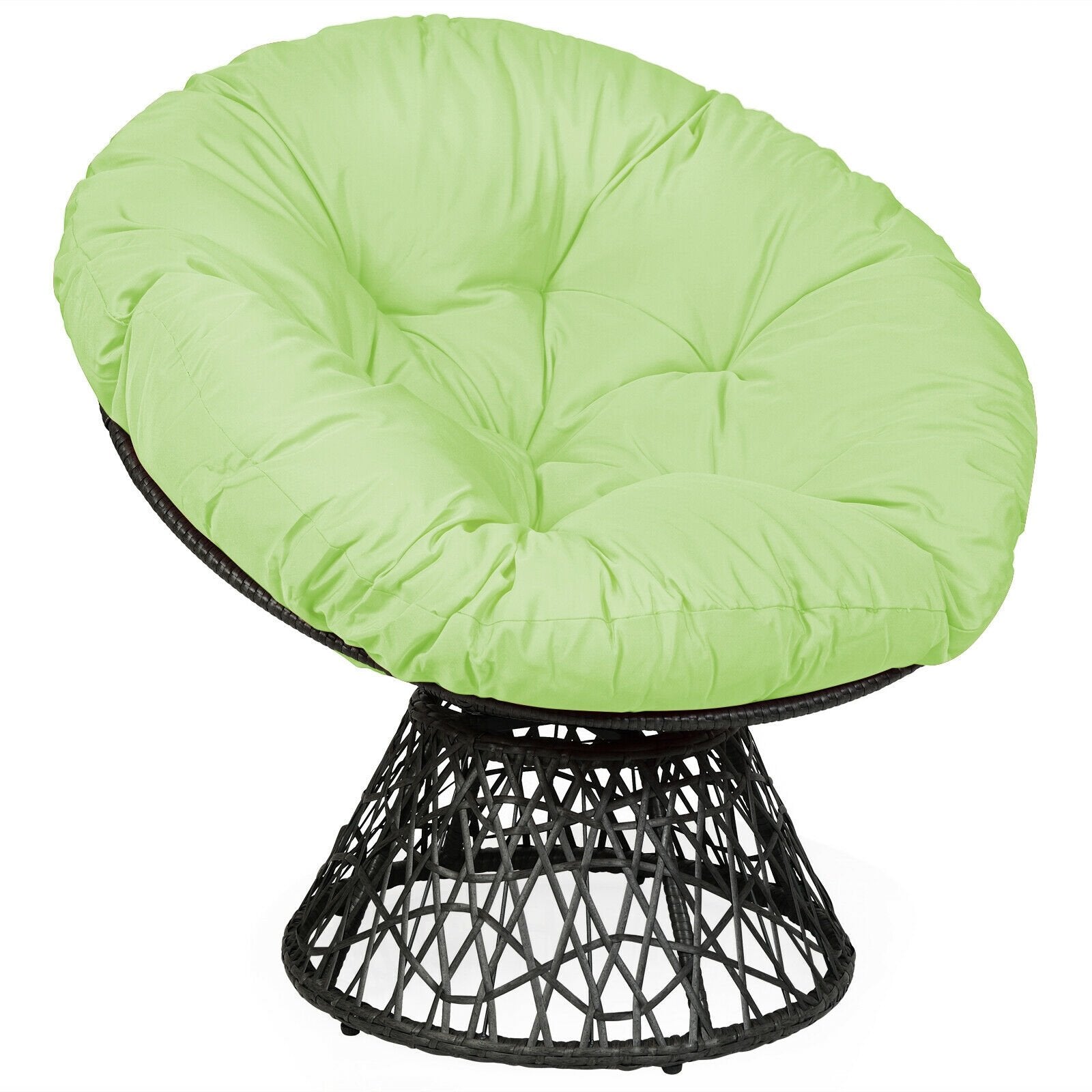 Rattan Papasan Chair Ergonomic 360-degree Swivel Soft Cushion Garden, Green Patio Dining Chairs   at Gallery Canada