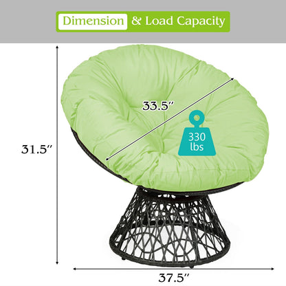 Rattan Papasan Chair Ergonomic 360-degree Swivel Soft Cushion Garden, Green Patio Dining Chairs   at Gallery Canada