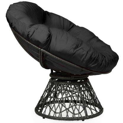 Rattan Papasan Chair Ergonomic 360-degree Swivel Soft Cushion Garden, Black Patio Dining Chairs   at Gallery Canada