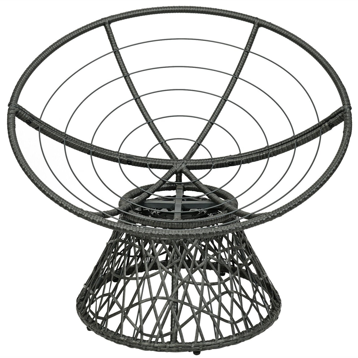 Rattan Papasan Chair Ergonomic 360-degree Swivel Soft Cushion Garden, Black Patio Dining Chairs   at Gallery Canada