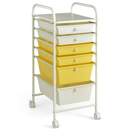 6 Drawers Rolling Storage Cart Organizer, Yellow - Gallery Canada