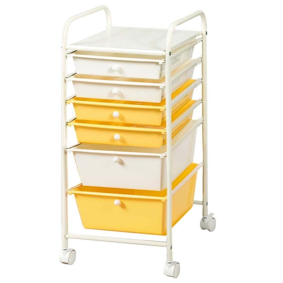 6 Drawers Rolling Storage Cart Organizer, Yellow File Cabinets   at Gallery Canada