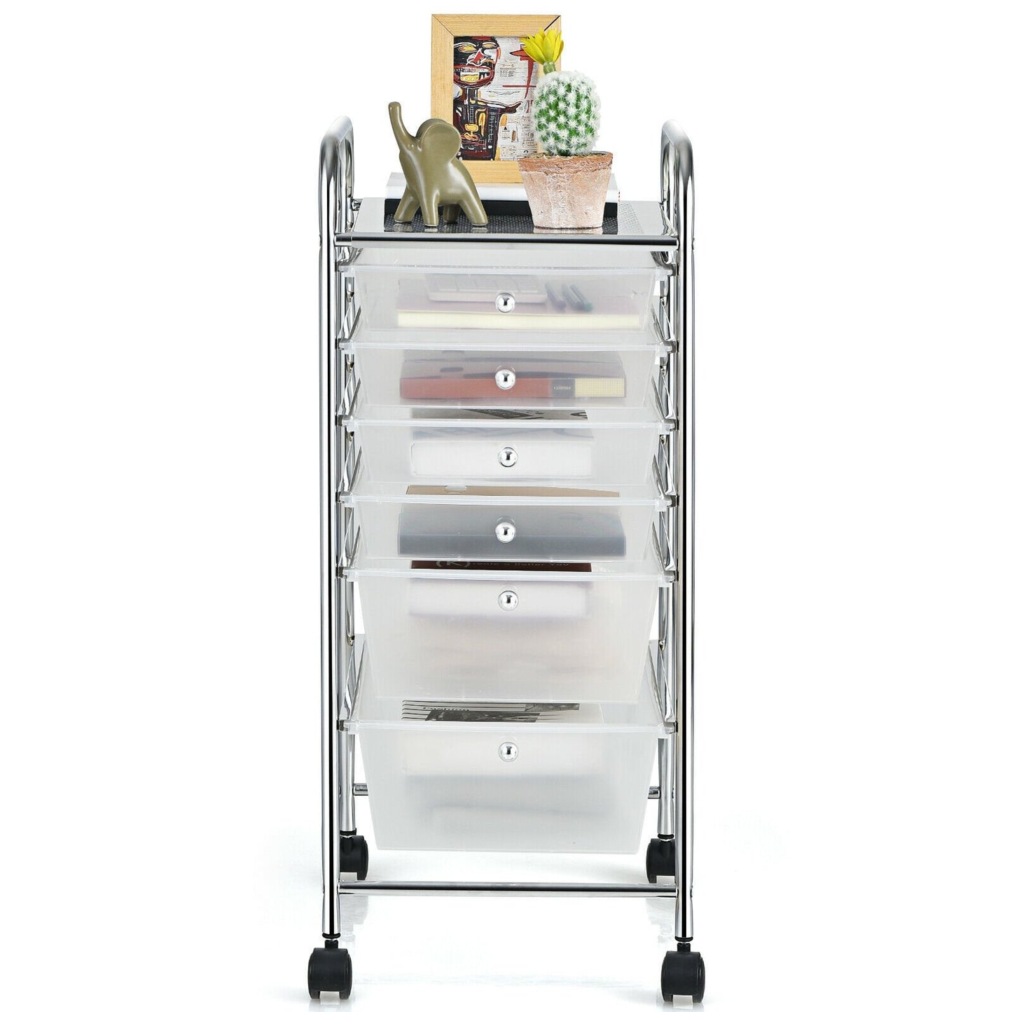 6 Drawers Rolling Storage Cart Organizer, Transparent File Cabinets   at Gallery Canada