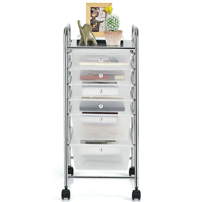 6 Drawers Rolling Storage Cart Organizer, Transparent File Cabinets   at Gallery Canada