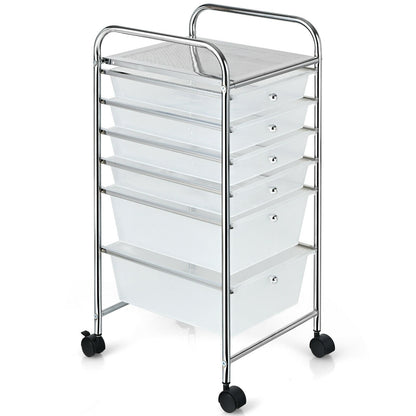 6 Drawers Rolling Storage Cart Organizer, Transparent - Gallery Canada