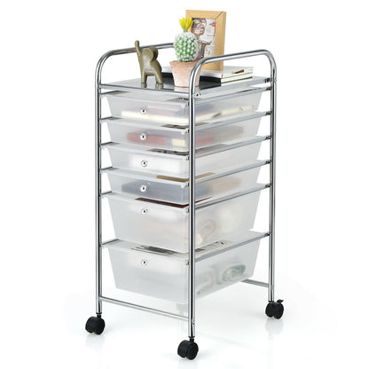 6 Drawers Rolling Storage Cart Organizer, Transparent - Gallery Canada