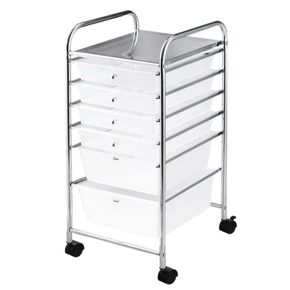 6 Drawers Rolling Storage Cart Organizer, Transparent - Gallery Canada