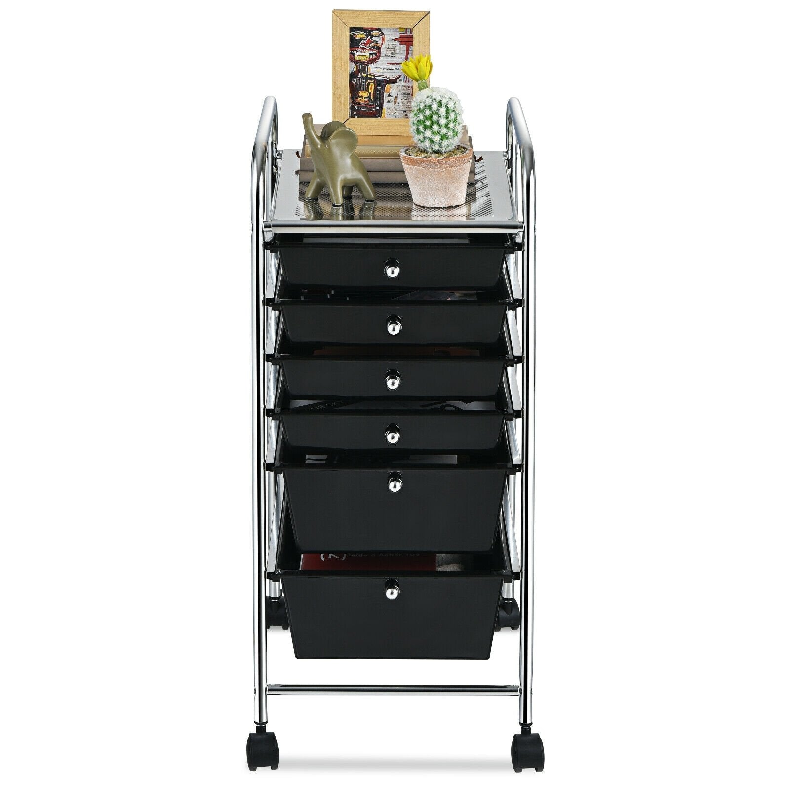 6 Drawers Rolling Storage Cart Organizer, Black File Cabinets   at Gallery Canada