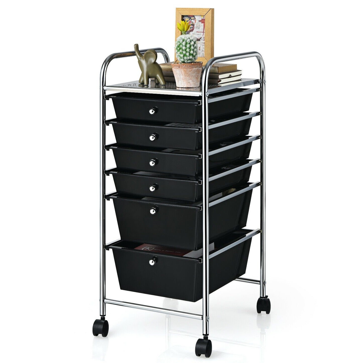 6 Drawers Rolling Storage Cart Organizer, Black File Cabinets   at Gallery Canada