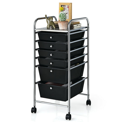 6 Drawers Rolling Storage Cart Organizer, Black File Cabinets   at Gallery Canada