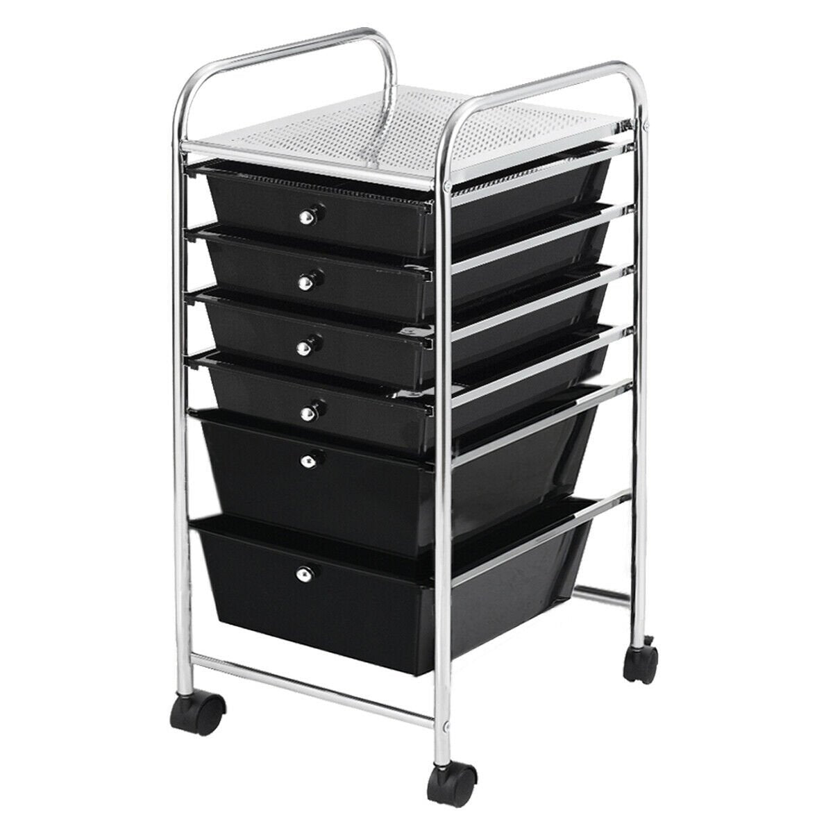 6 Drawers Rolling Storage Cart Organizer, Black File Cabinets   at Gallery Canada