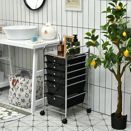 6 Drawers Rolling Storage Cart Organizer, Black