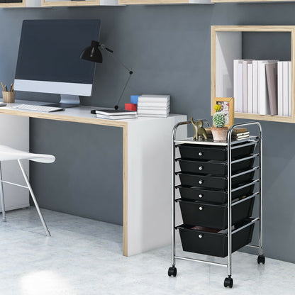 6 Drawers Rolling Storage Cart Organizer, Black File Cabinets   at Gallery Canada