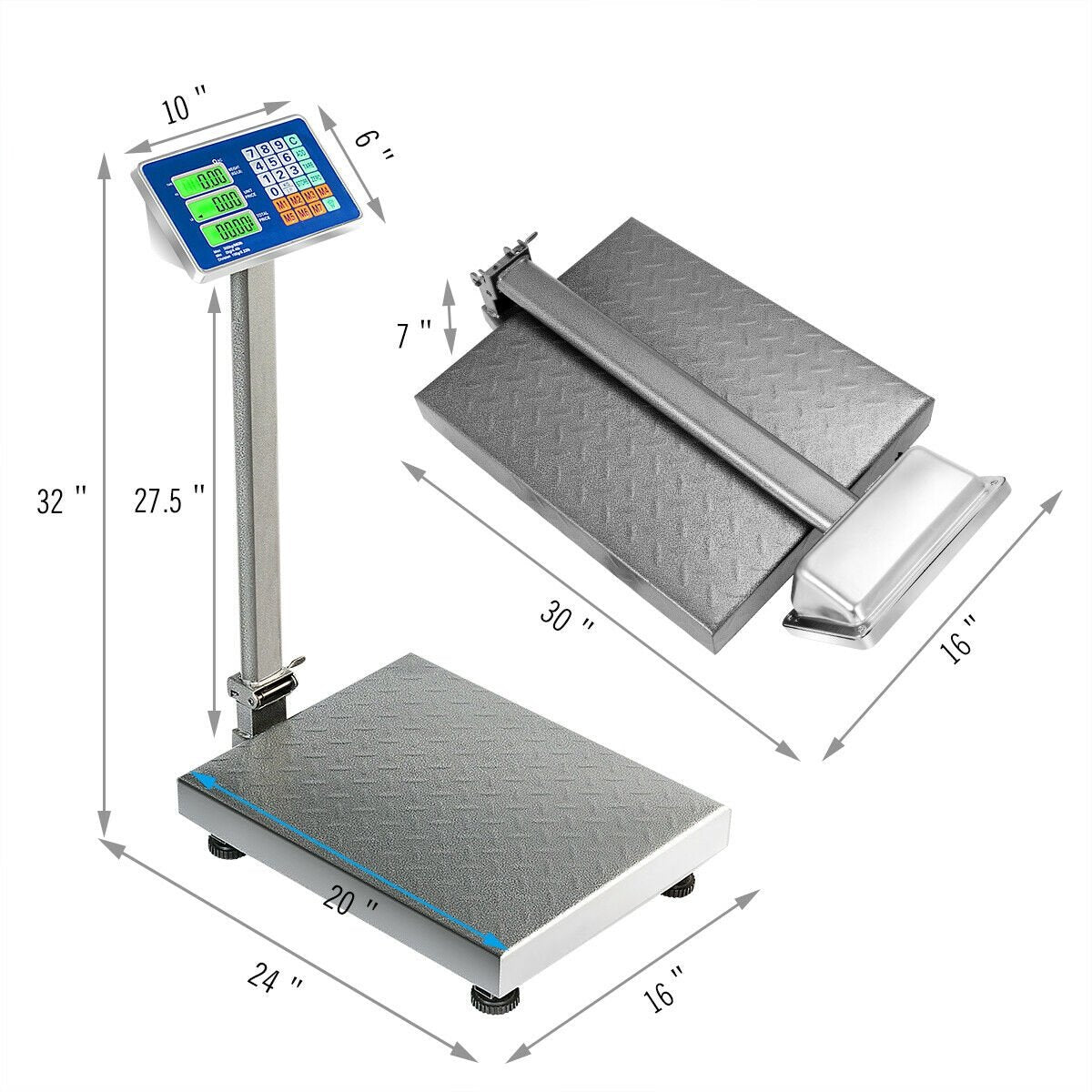 660 lbs Weight Platform Scale Digital Floor Folding Scale, Silver Kitchen Tools   at Gallery Canada