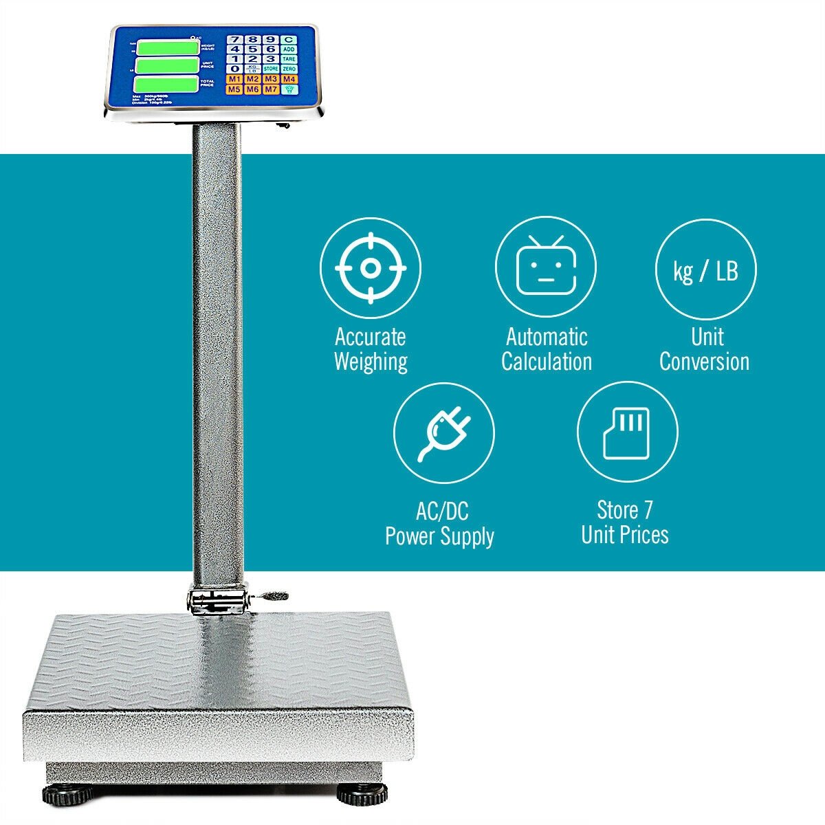 660 lbs Weight Platform Scale Digital Floor Folding Scale, Silver Kitchen Tools   at Gallery Canada