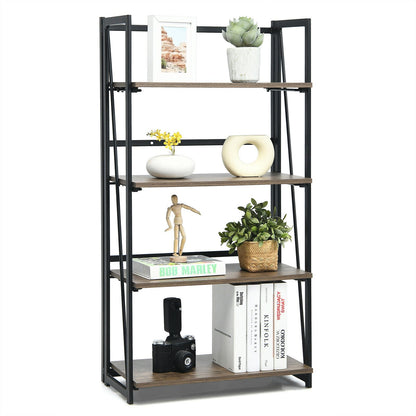 4-Tier Folding Bookshelf No-Assembly Industrial Bookcase Display Shelves Bookcases   at Gallery Canada