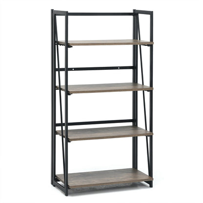 4-Tier Folding Bookshelf No-Assembly Industrial Bookcase Display Shelves Bookcases   at Gallery Canada