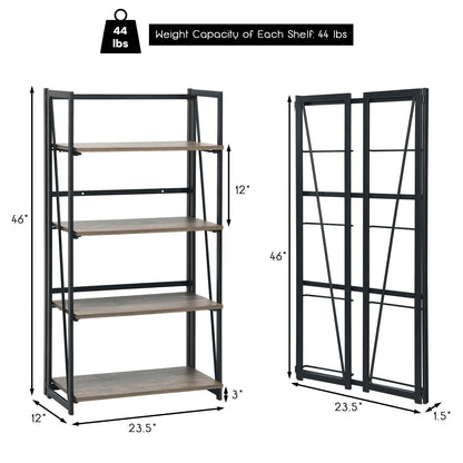 4-Tier Folding Bookshelf No-Assembly Industrial Bookcase Display Shelves Bookcases   at Gallery Canada