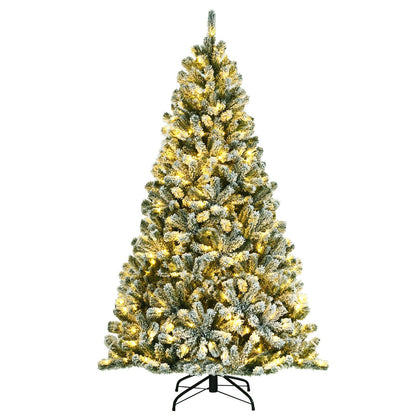 6 Feet Pre-lit Snow Flocked Hinged Christmas Tree with 928 Tips and Metal Stand-6 ft Christmas Tree   at Gallery Canada