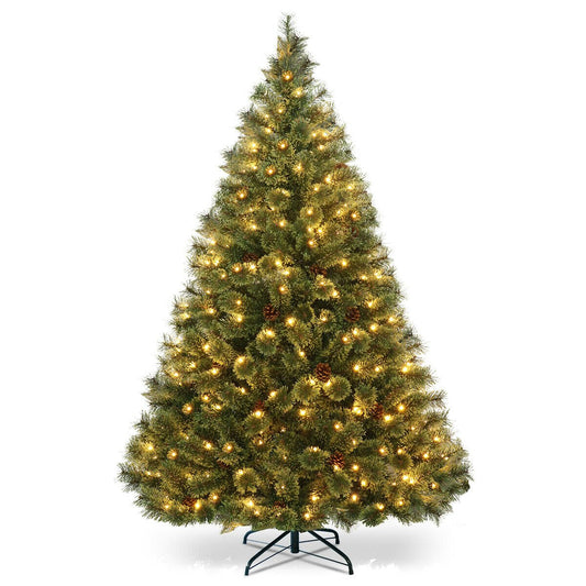 6 Feet Pre-Lit PVC Artificial Carolina Pine Tree with LED Lights, Green Christmas Tree   at Gallery Canada