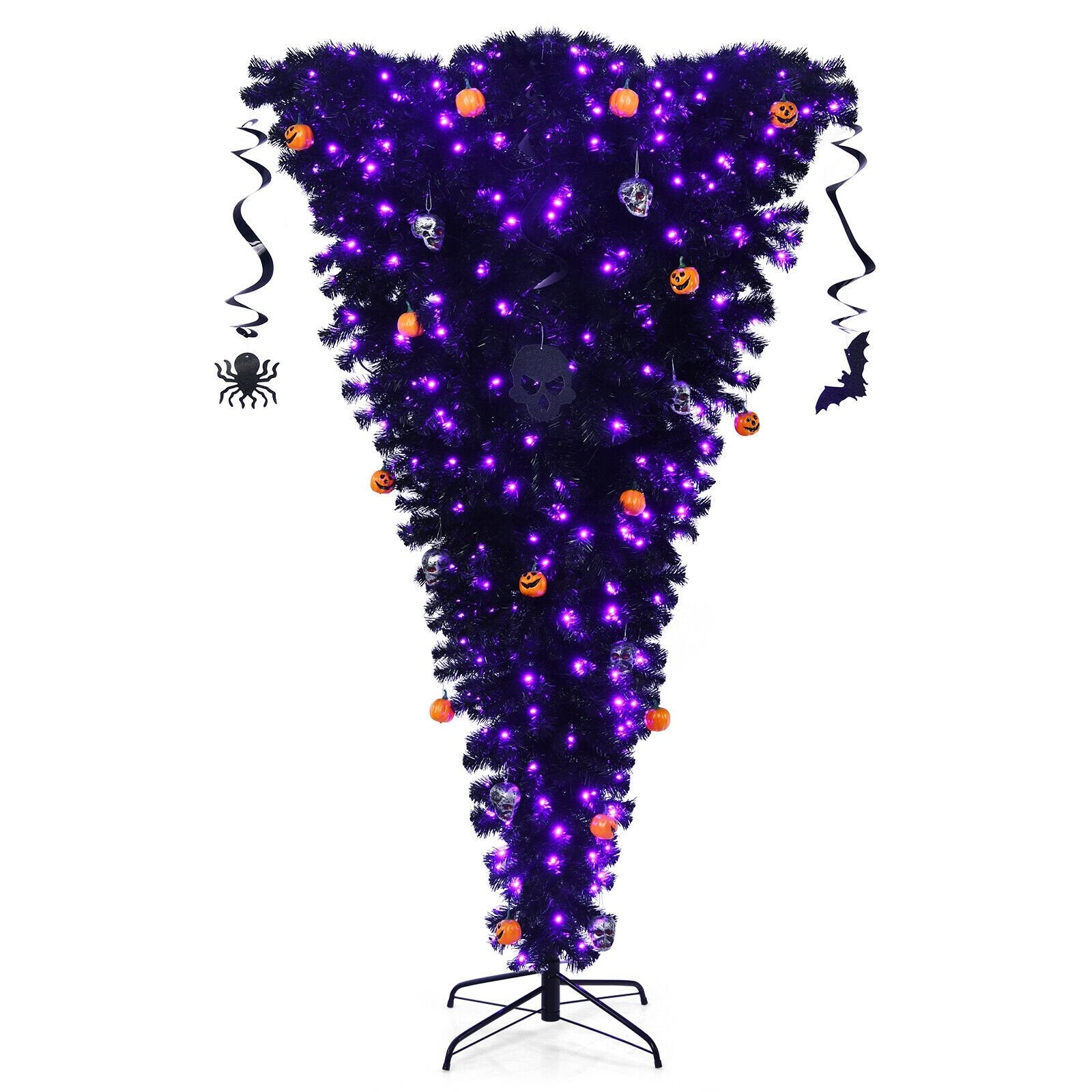 Upside Down 7 Feet Halloween Tree with 400 Purple LED Lights, Black - Gallery Canada