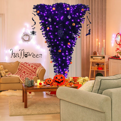 Upside Down 7 Feet Halloween Tree with 400 Purple LED Lights, Black - Gallery Canada