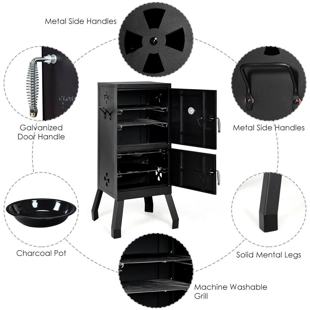 Vertical 2-tier Outdoor Barbeque Grill with Temperature Gauge, Black Outdoor Grills   at Gallery Canada