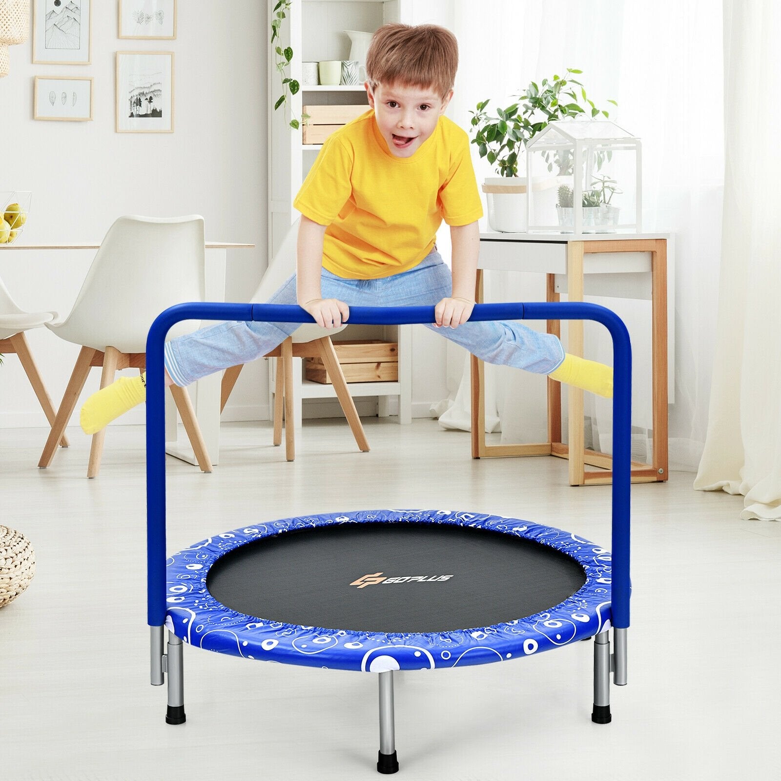 36 Inch Kids Trampoline Mini Rebounder with Full Covered Handrail , Blue Trampolines   at Gallery Canada