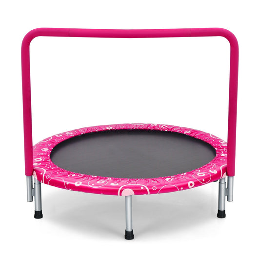 36 Inch Kids Trampoline Mini Rebounder with Full Covered Handrail , Pink - Gallery Canada