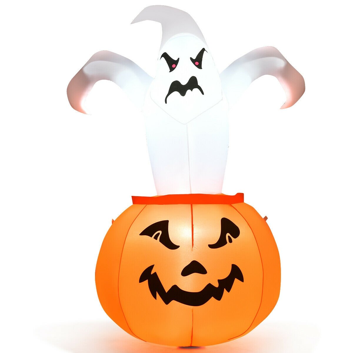 6 Feet Halloween Blow-Up Inflatable Ghost in Pumpkin with LED Light, Orange - Gallery Canada