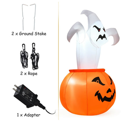 6 Feet Halloween Blow-Up Inflatable Ghost in Pumpkin with LED Light, Orange - Gallery Canada
