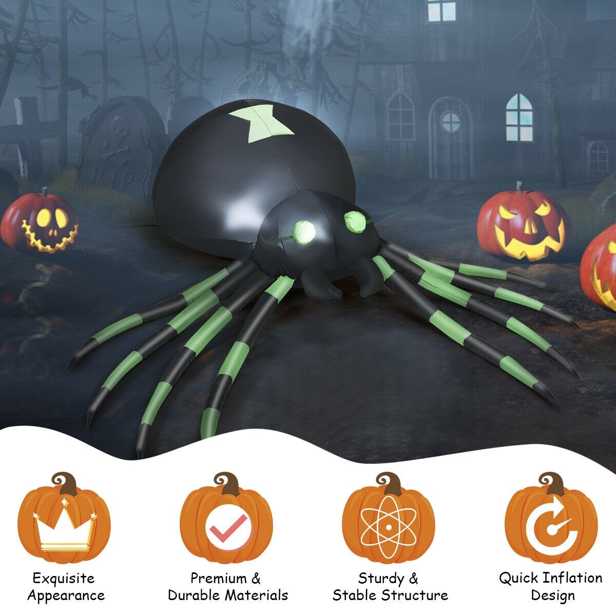 6 Feet Halloween Inflatable Blow-Up Spider, Black Halloween   at Gallery Canada