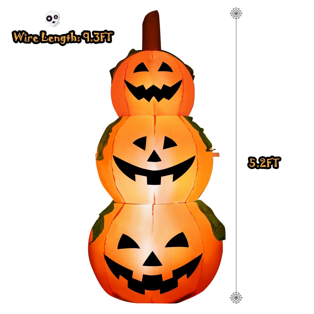 5.2 Feet Halloween Inflatable 3-Pumpkin Stack Ghost, Orange - Gallery Canada