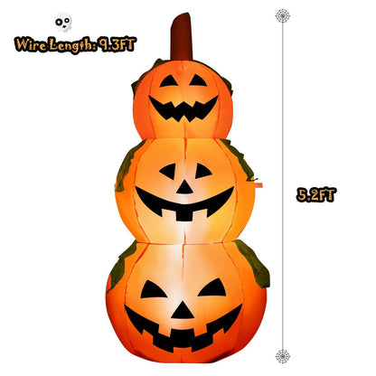 5.2 Feet Halloween Inflatable 3-Pumpkin Stack Ghost, Orange - Gallery Canada