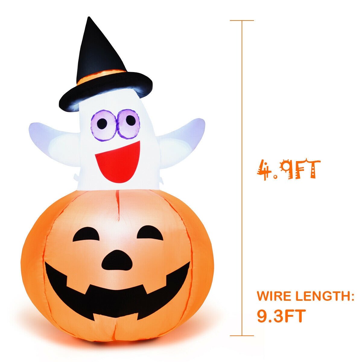 5 Ft Halloween Blow-up Inflatable Ghost with LED Bulb, White - Gallery Canada