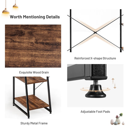 Compact Computer Desk Workstation with 4 Tier Shelves for Home and Office, Brown - Gallery Canada