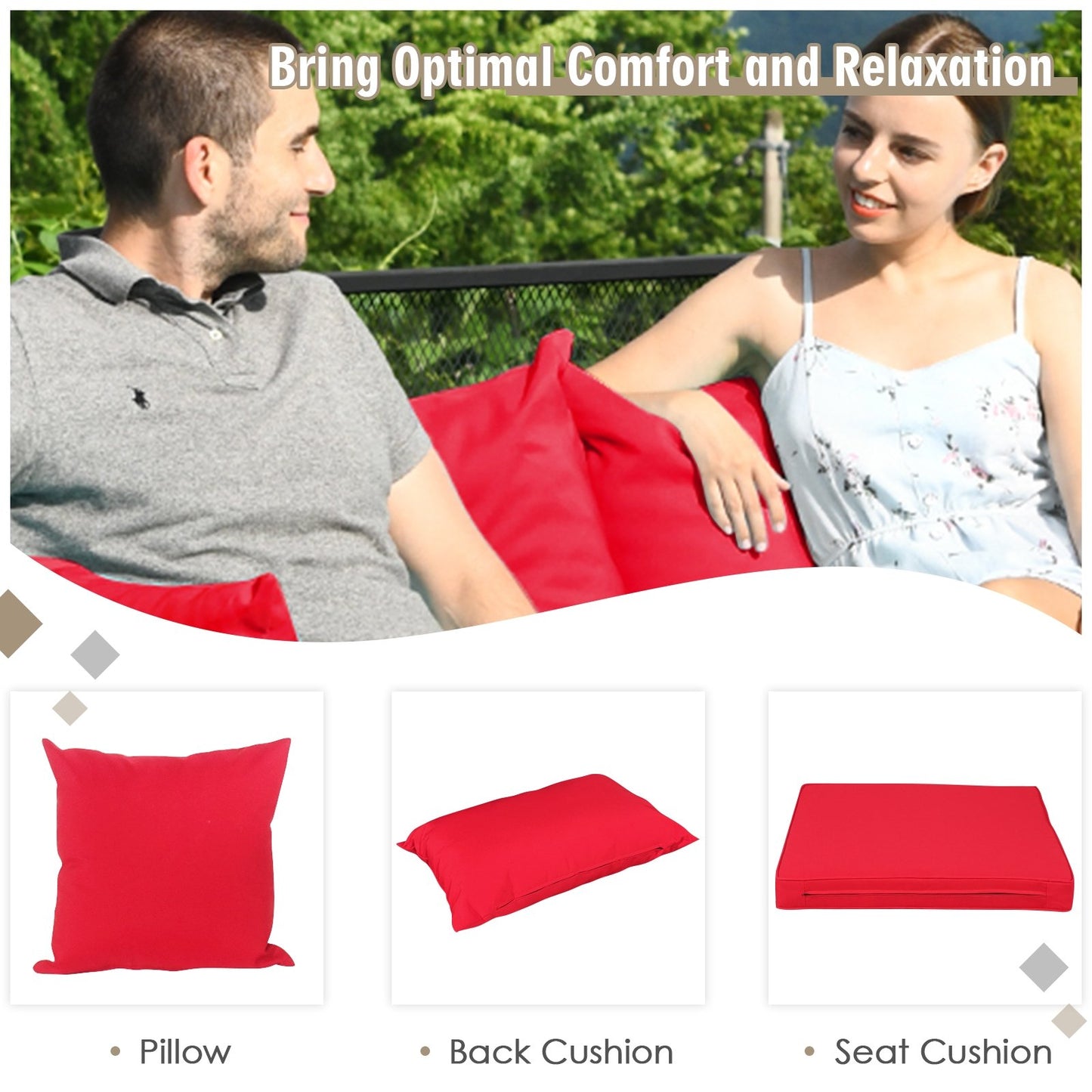 7 Pieces Patio Rattan Furniture Set Sectional Sofa Garden Cushion, Red Outdoor Sectionals   at Gallery Canada