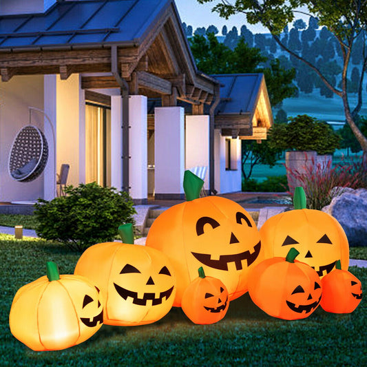 7.5 Feet Halloween Inflatable 7 Pumpkins Patch with LED Lights, Orange Halloween   at Gallery Canada