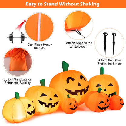 7.5 Feet Halloween Inflatable 7 Pumpkins Patch with LED Lights, Orange - Gallery Canada