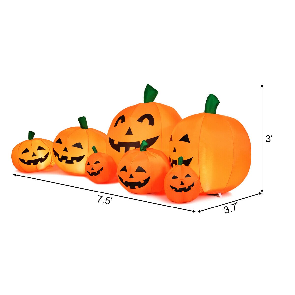 7.5 Feet Halloween Inflatable 7 Pumpkins Patch with LED Lights, Orange Halloween   at Gallery Canada