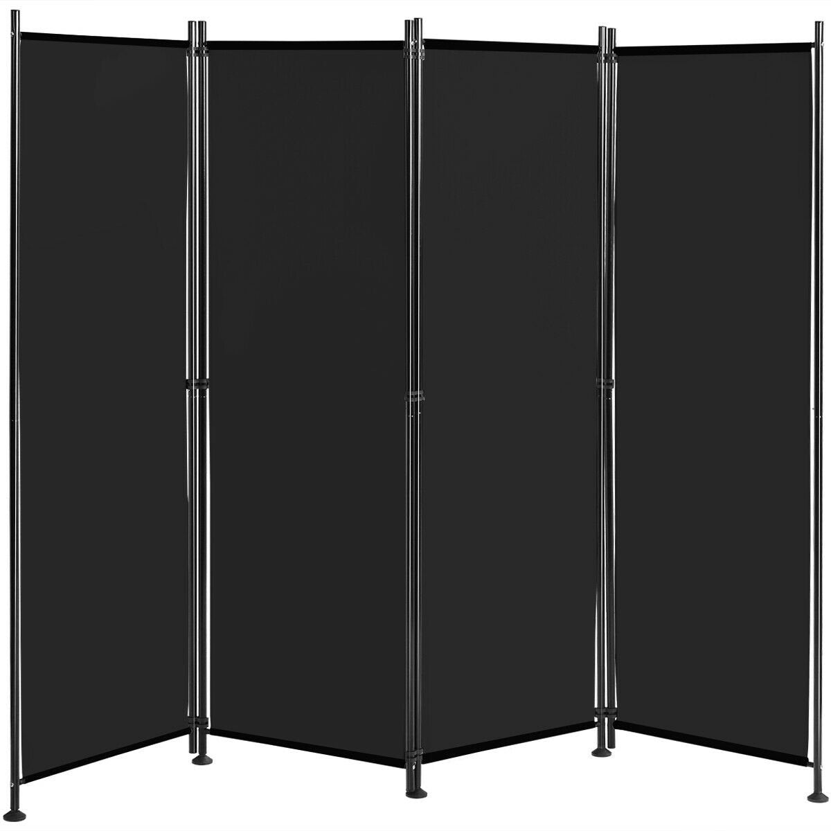 4-Panel Room Divider Folding Privacy Screen, Black Room Dividers   at Gallery Canada