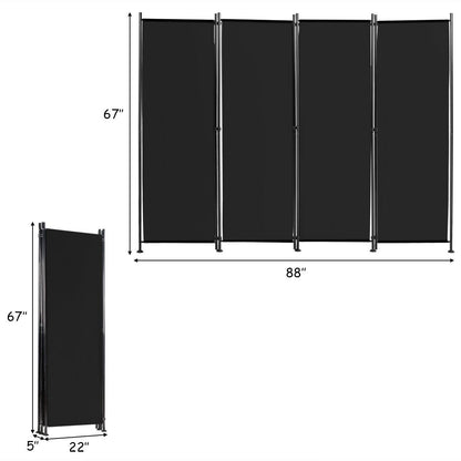 4-Panel Room Divider Folding Privacy Screen, Black Room Dividers   at Gallery Canada