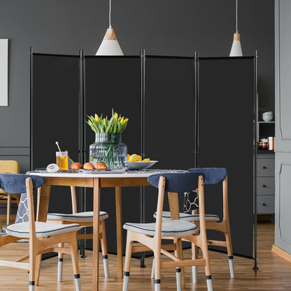 4-Panel Room Divider Folding Privacy Screen, Black Room Dividers   at Gallery Canada