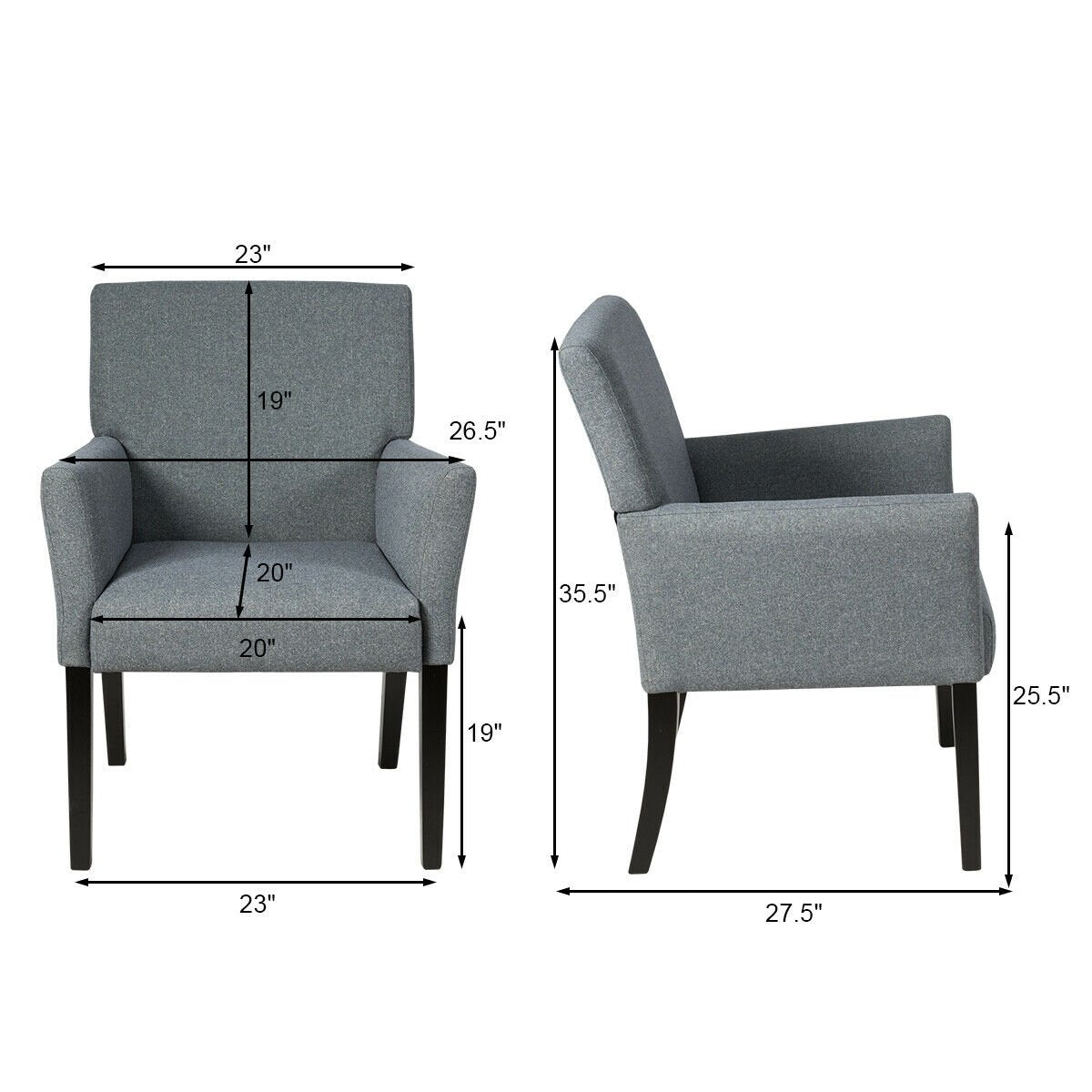 Executive Guest Chair Reception Waiting Room Arm Chair, Gray Accent Chairs   at Gallery Canada