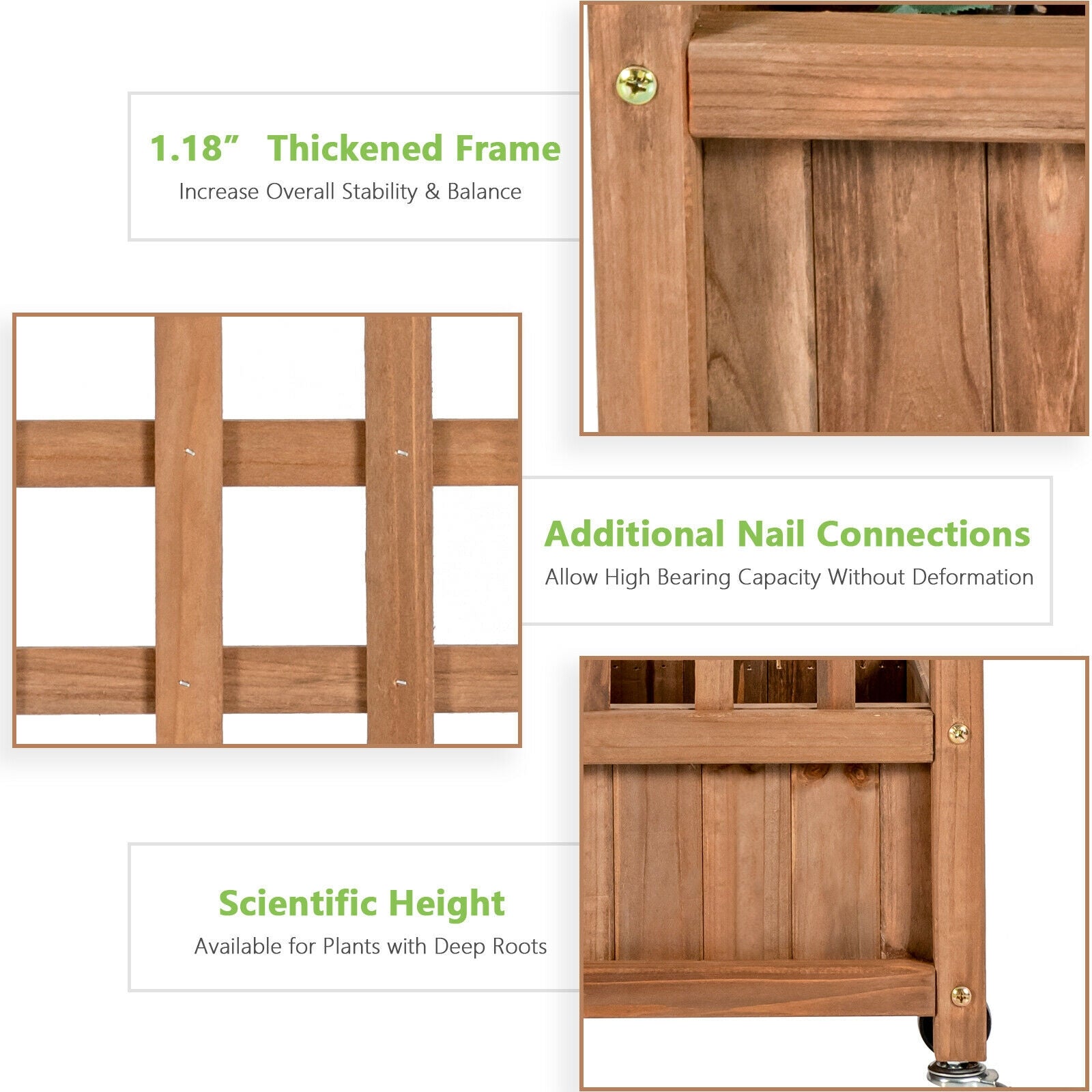 50 Inch Wood Planter Box with Trellis Mobile Raised Bed for Climbing Plant, Brown Raised Garden Beds at Gallery Canada