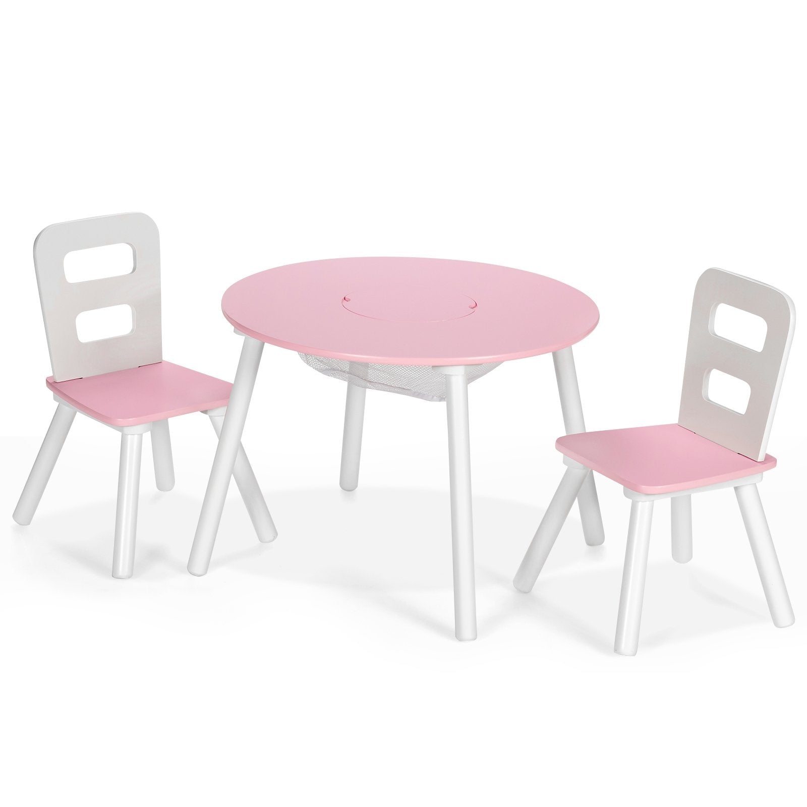 Wood Activity Kids Table and Chair Set with Center Mesh Storage for Snack Time and Homework, Pink Kids Table & Chair Sets   at Gallery Canada